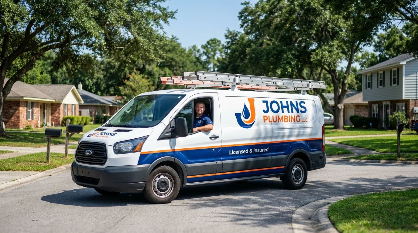 Johns Plumbing LLC service van in Palm Springs, CA