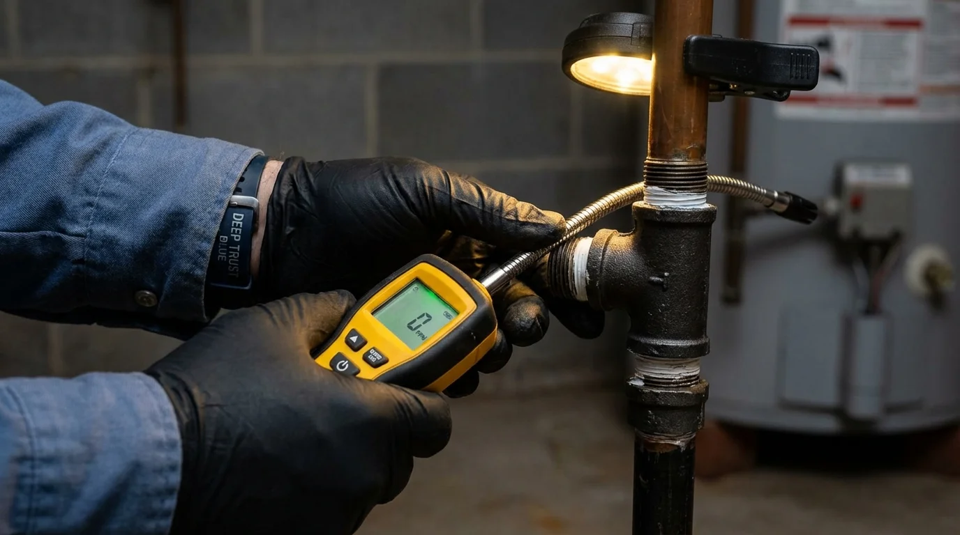 Gas leak detection with electronic sniffer by Johns Plumbing LLC in Palm Springs